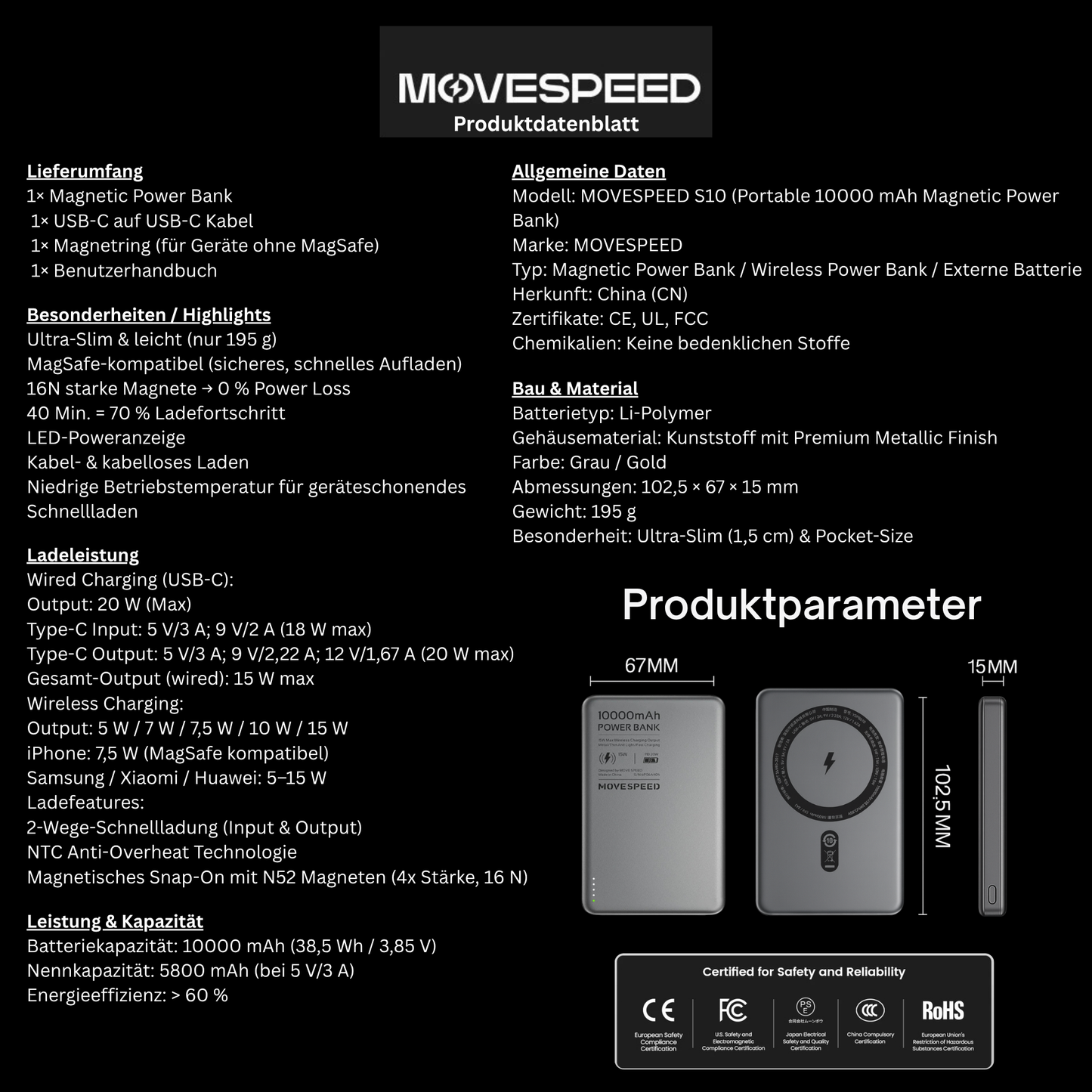 MOVESPEED (S10) PowerMag QC 10.000mAh